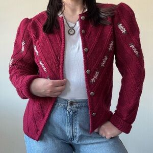 Susan Bristol Burgundy Knit Sweater